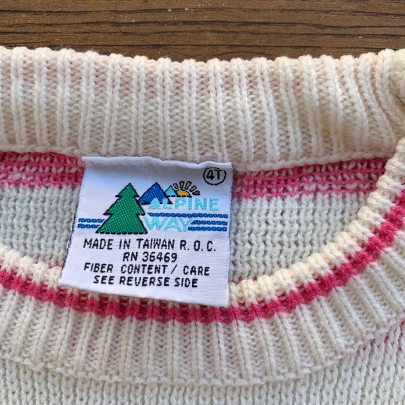 Last call! Vintage 80s Kids Dog & Pink Bows Sweater - Picture 3 of 6